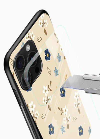 Soft Beige Floral delicate beige floral pattern glossy vibrant premium glass back cover - Angle Blade