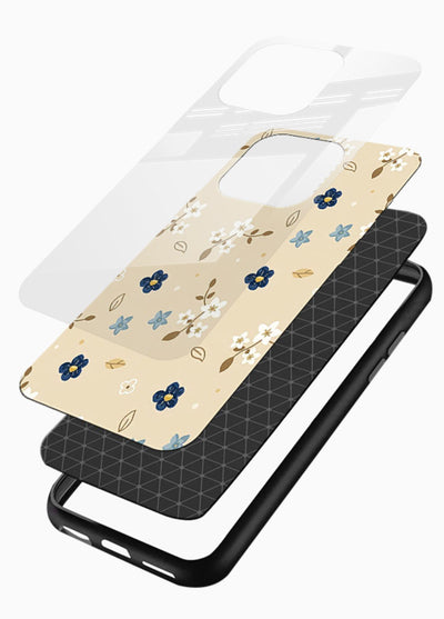 Soft Beige Floral delicate beige floral pattern glossy vibrant premium glass back cover - Angle Layers