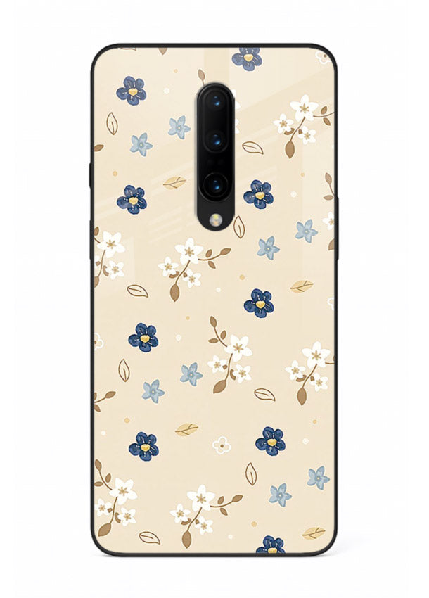 Soft Beige Floral delicate beige floral pattern OnePlus 7 Pro glass back cover