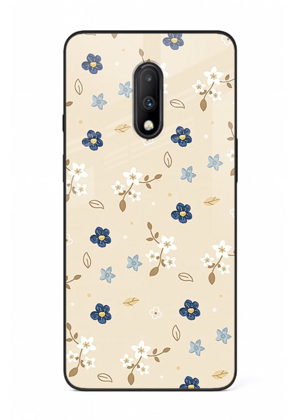 Soft Beige Floral delicate beige floral pattern OnePlus 7 glass back cover