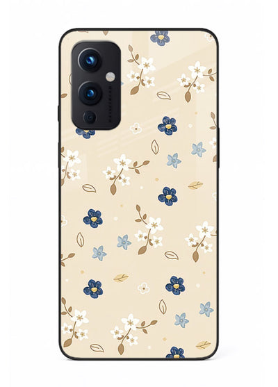 Soft Beige Floral delicate beige floral pattern OnePlus 9 Pro glass back cover