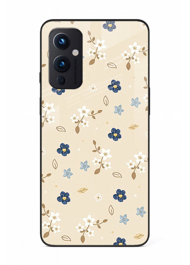 Soft Beige Floral delicate beige floral pattern OnePlus 9 Pro glass back cover