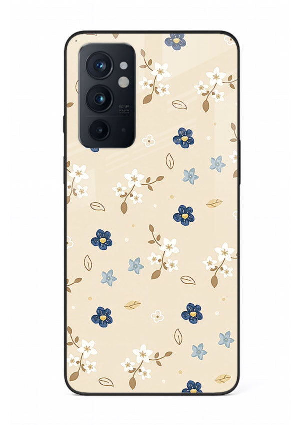 Soft Beige Floral delicate beige floral pattern OnePlus 9RT glass back cover