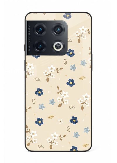 Soft Beige Floral delicate beige floral pattern OnePlus 10 Pro glass back cover