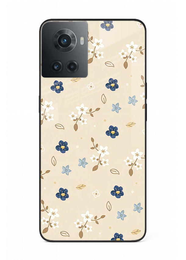 Soft Beige Floral delicate beige floral pattern OnePlus 10R glass back cover