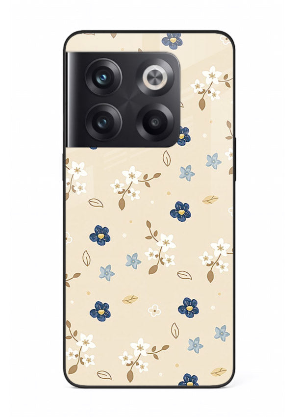 Soft Beige Floral delicate beige floral pattern OnePlus 10T glass back cover