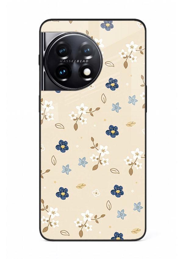 Soft Beige Floral delicate beige floral pattern OnePlus 11R glass back cover