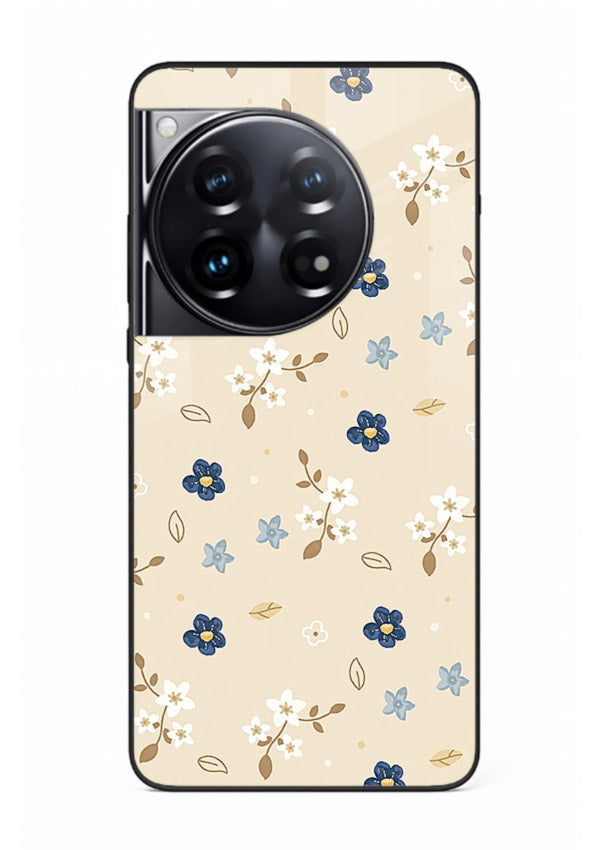 Soft Beige Floral delicate beige floral pattern OnePlus 12 glass back cover