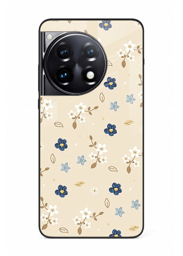 Soft Beige Floral delicate beige floral pattern OnePlus 12R glass back cover