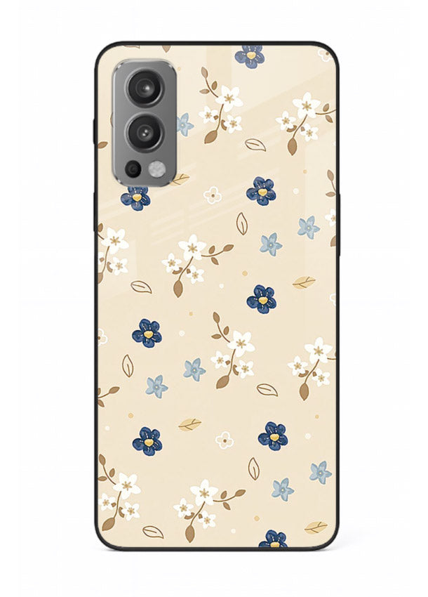 Soft Beige Floral delicate beige floral pattern OnePlus Nord 2 glass back cover