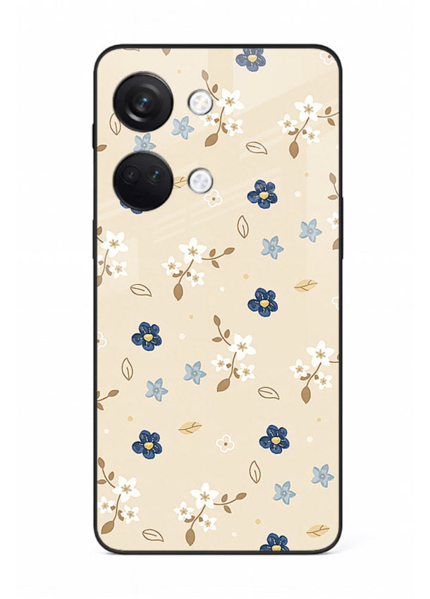 Soft Beige Floral delicate beige floral pattern OnePlus Nord 3 glass back cover