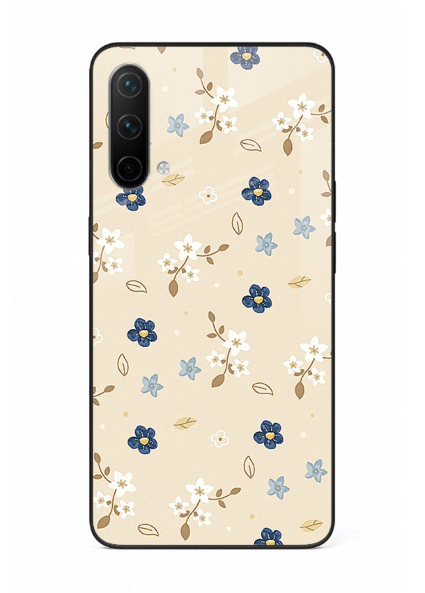 Soft Beige Floral delicate beige floral pattern OnePlus Nord CE 5G glass back cover