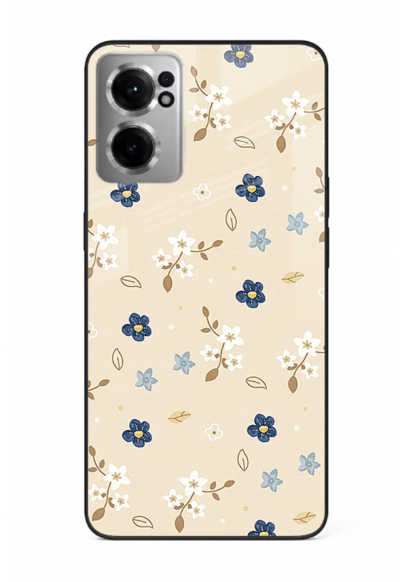 Soft Beige Floral delicate beige floral pattern OnePlus Nord CE2 5G glass back cover