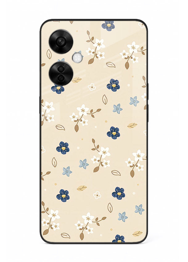 Soft Beige Floral delicate beige floral pattern OnePlus Nord CE3 Lite glass back cover