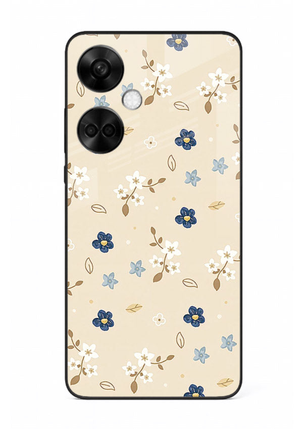 Soft Beige Floral delicate beige floral pattern OnePlus Nord CE3 glass back cover
