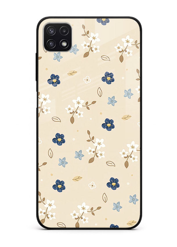 Soft Beige Floral delicate beige floral pattern Samsung A22 5G glass back cover