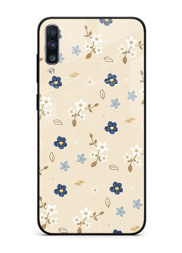 Soft Beige Floral delicate beige floral pattern Samsung A70 glass back cover