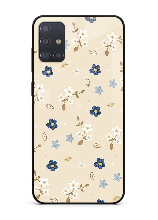 Soft Beige Floral delicate beige floral pattern Samsung A51 glass back cover