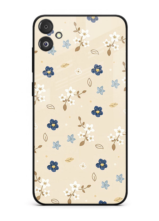 Soft Beige Floral delicate beige floral pattern Samsung F05 5G glass back cover