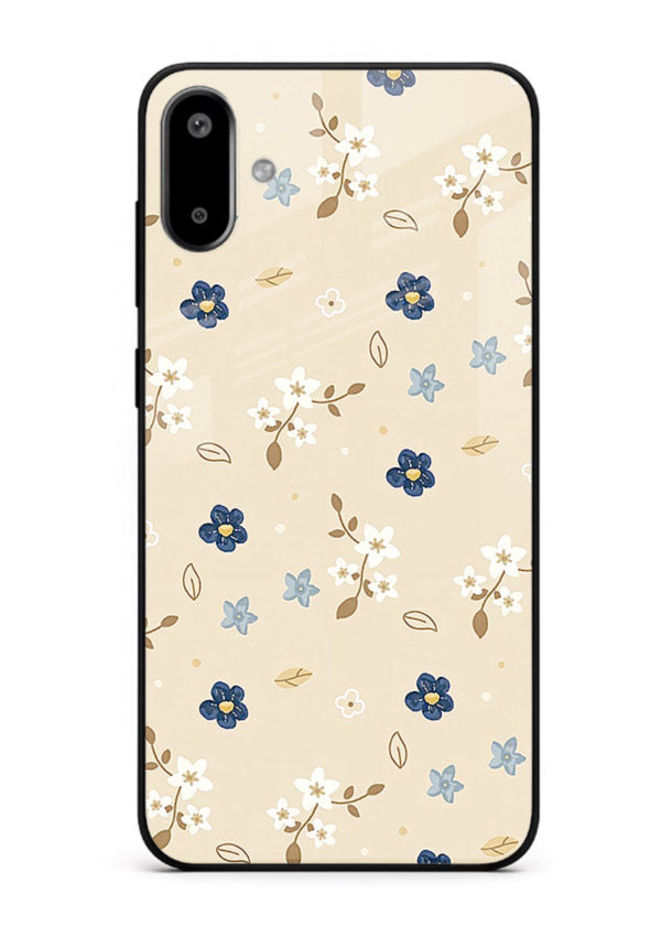 Soft Beige Floral delicate beige floral pattern Samsung F06 5G glass back cover