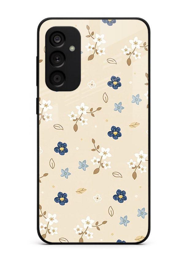 Soft Beige Floral delicate beige floral pattern Samsung F55 5G glass back cover