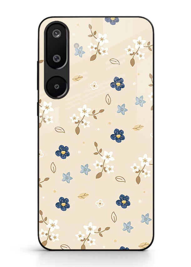 Soft Beige Floral delicate beige floral pattern Samsung M16 5G glass back cover