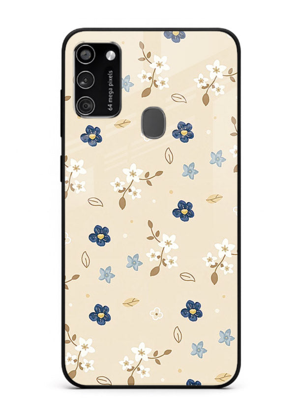 Soft Beige Floral delicate beige floral pattern Samsung M30s glass back cover