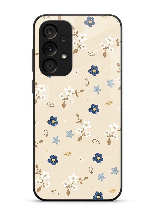 Soft Beige Floral delicate beige floral pattern Samsung A73 5G glass back cover