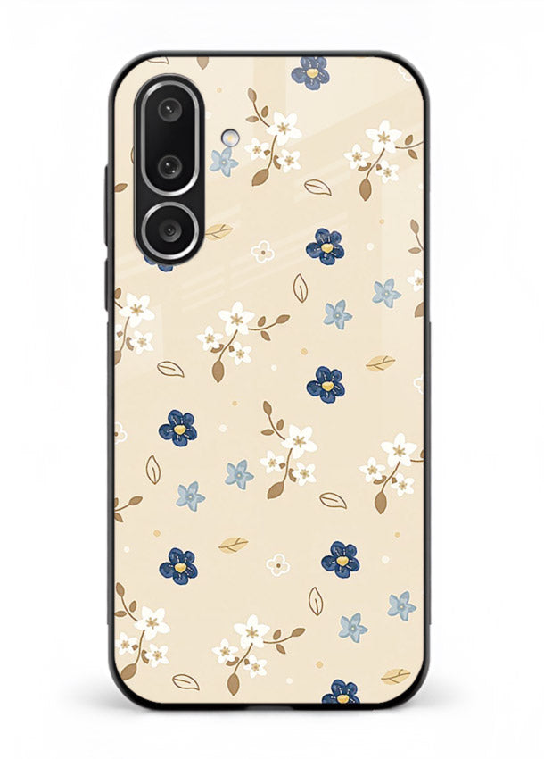 Soft Beige Floral delicate beige floral pattern Samsung F56 5G glass back cover