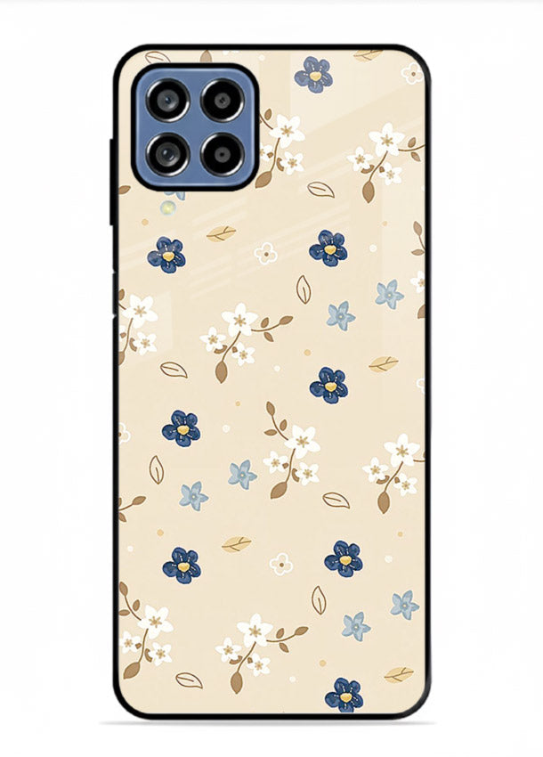 Soft Beige Floral delicate beige floral pattern Samsung F62 glass back cover