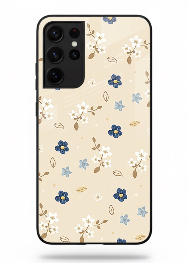 Soft Beige Floral delicate beige floral pattern Samsung S21 Ultra glass back cover
