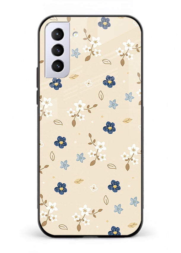 Soft Beige Floral delicate beige floral pattern Samsung S21 Plus glass back cover
