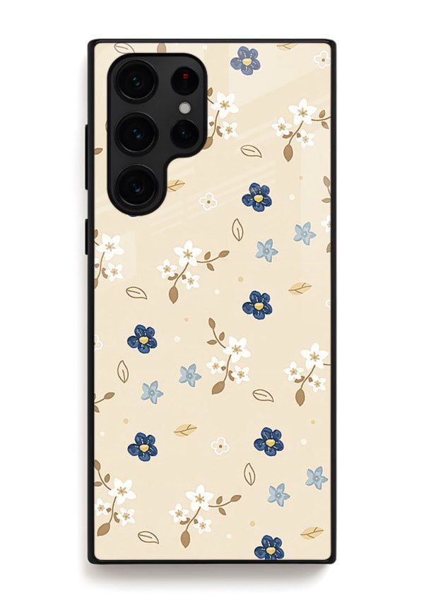 Soft Beige Floral delicate beige floral pattern Samsung S24 Ultra glass back cover