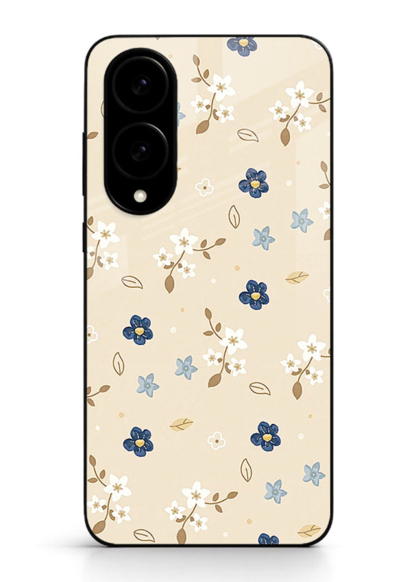Soft Beige Floral delicate beige floral pattern Samsung S25 Edge glass back cover