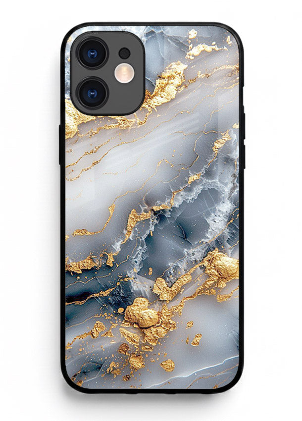 Soft Smoke Marble iphone 12 mini glass back cover with white smoky marble texture