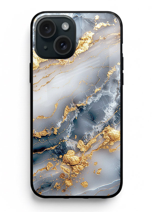 Soft Smoke Marble iphone 15 plus glass back cover with white smoky marble texture