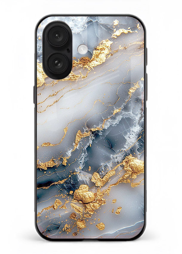 Soft Smoke Marble iphone 17 glass back cover with white smoky marble texture