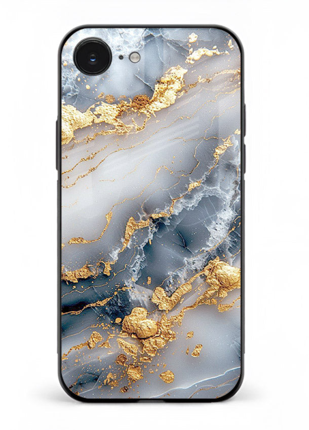 Soft Smoke Marble iphone 16e glass back cover with white smoky marble texture