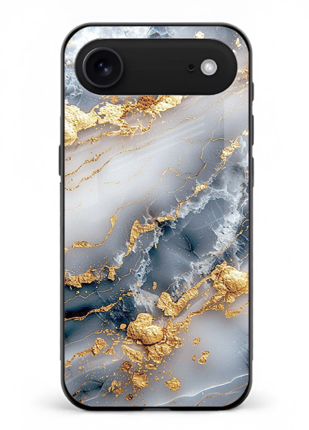 Soft Smoke Marble iphone 18 air glass back cover with white smoky marble texture