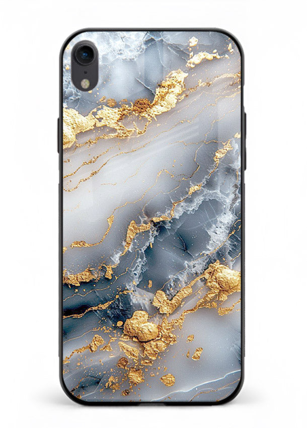 Soft Smoke Marble iphone xr glass back cover with white smoky marble texture