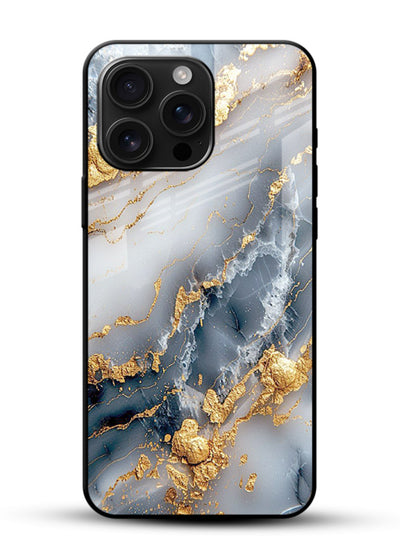 Soft Smoke Marble glossy vibrant premium glass back cover with white smoky marble texture - Angle Front