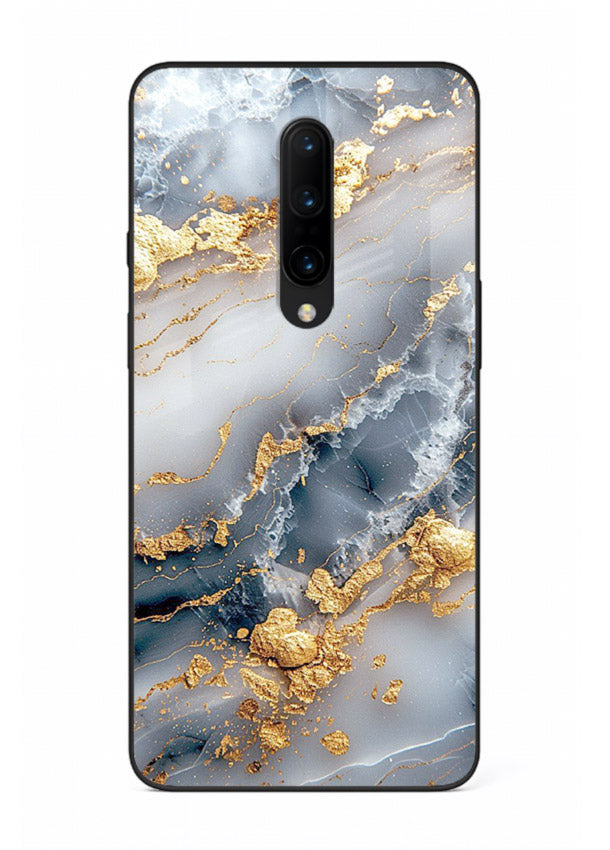 Soft Smoke Marble OnePlus 7T Pro glass back cover with white smoky marble texture
