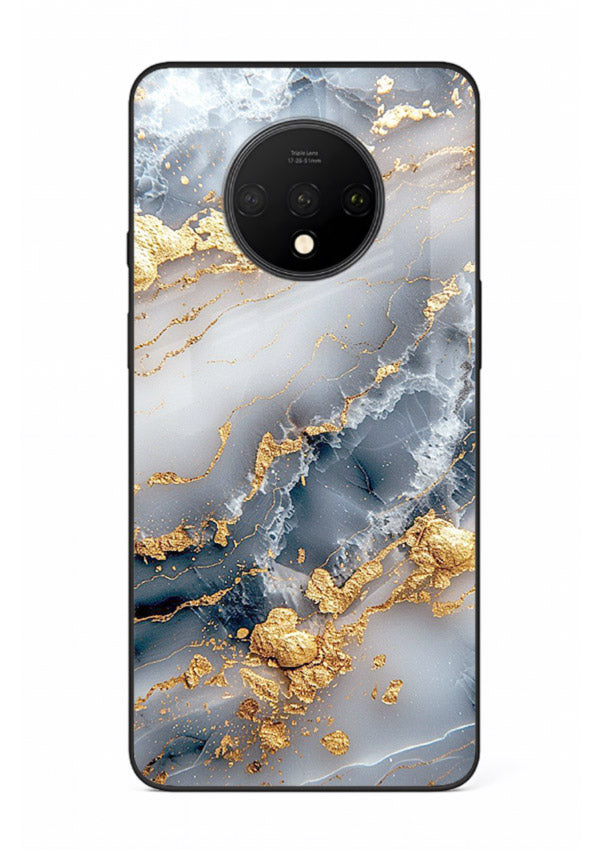 Soft Smoke Marble OnePlus 7T glass back cover with white smoky marble texture