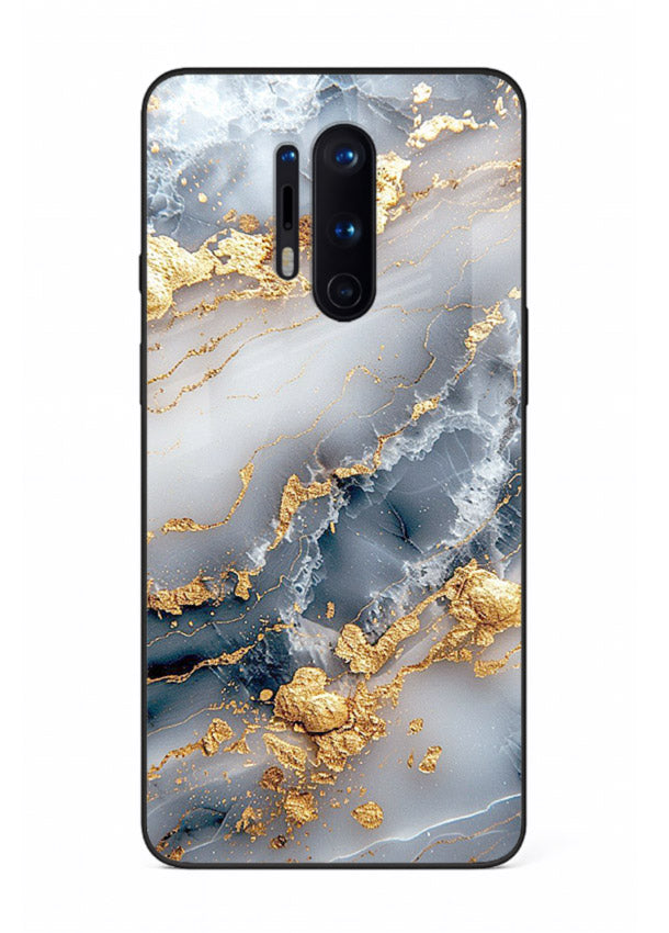 Soft Smoke Marble OnePlus 8 Pro glass back cover with white smoky marble texture