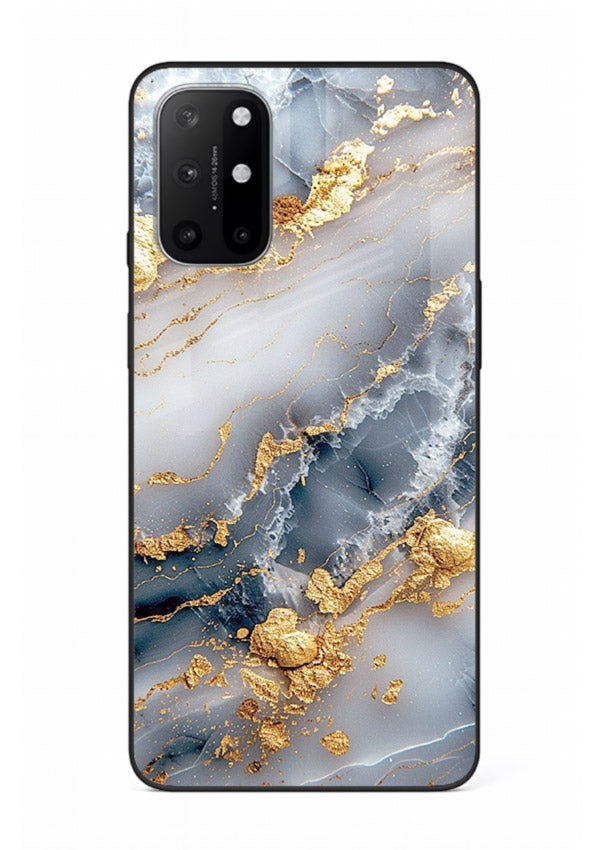 Soft Smoke Marble OnePlus 8T glass back cover with white smoky marble texture