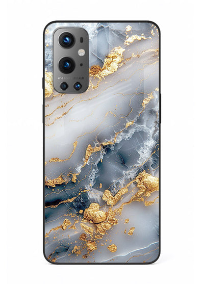 Soft Smoke Marble OnePlus 9 glass back cover with white smoky marble texture