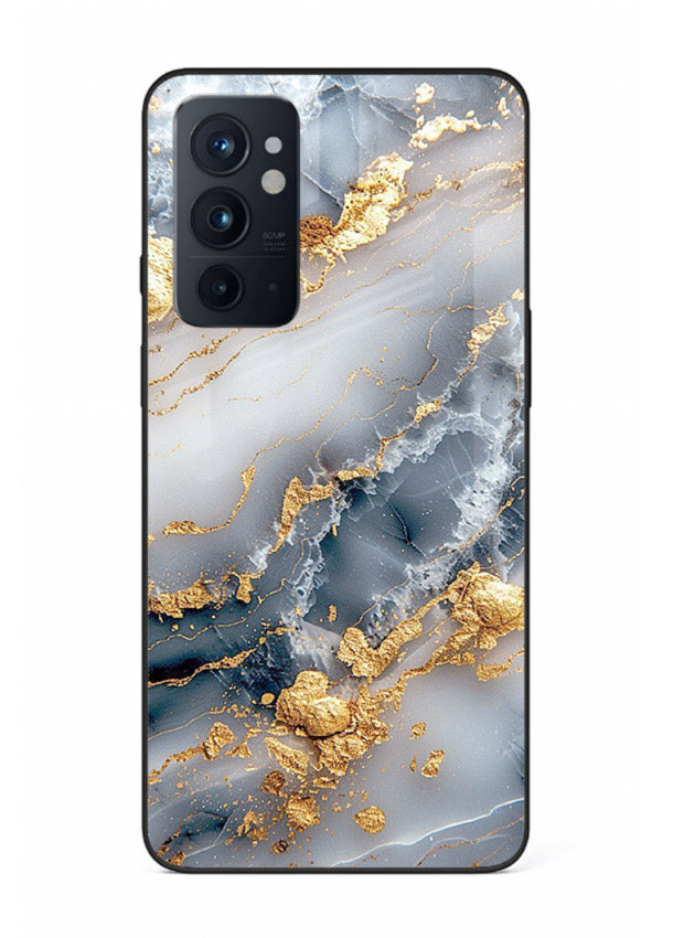 Soft Smoke Marble OnePlus 9RT glass back cover with white smoky marble texture
