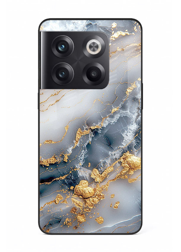 Soft Smoke Marble OnePlus 10T glass back cover with white smoky marble texture