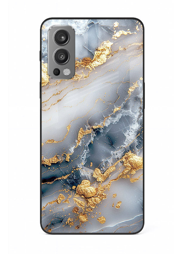 Soft Smoke Marble OnePlus Nord 2 glass back cover with white smoky marble texture