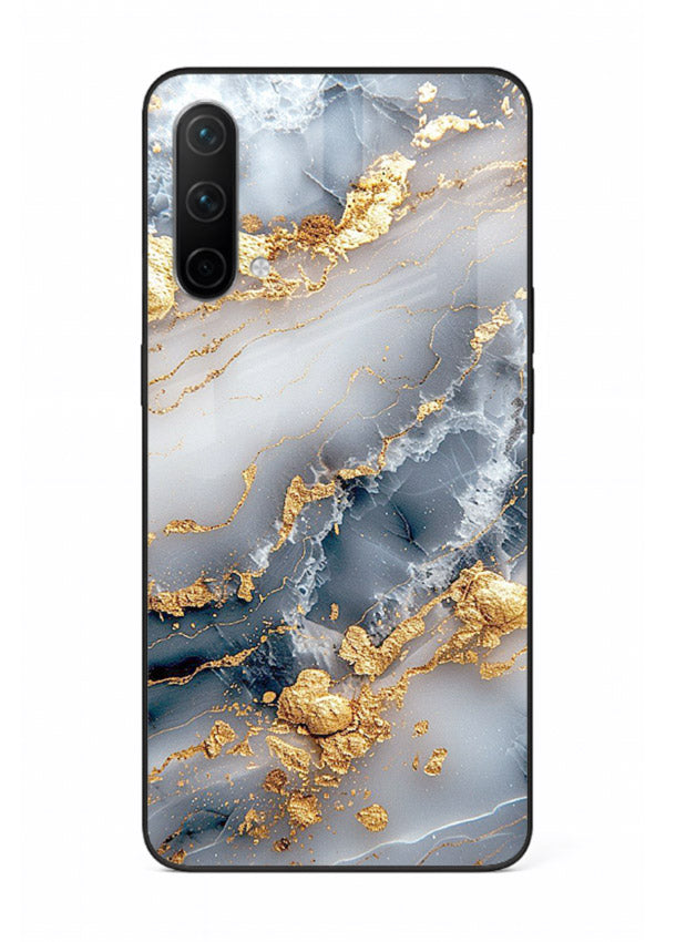 Soft Smoke Marble OnePlus Nord CE 5G glass back cover with white smoky marble texture